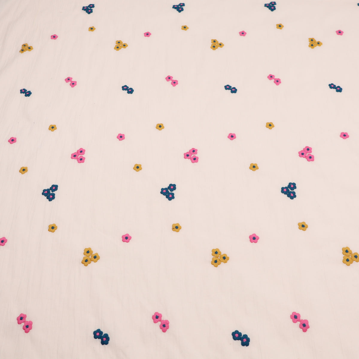 Fine Cotton Voile Embroidery Dressmaking Fabric - Colourful Flowers