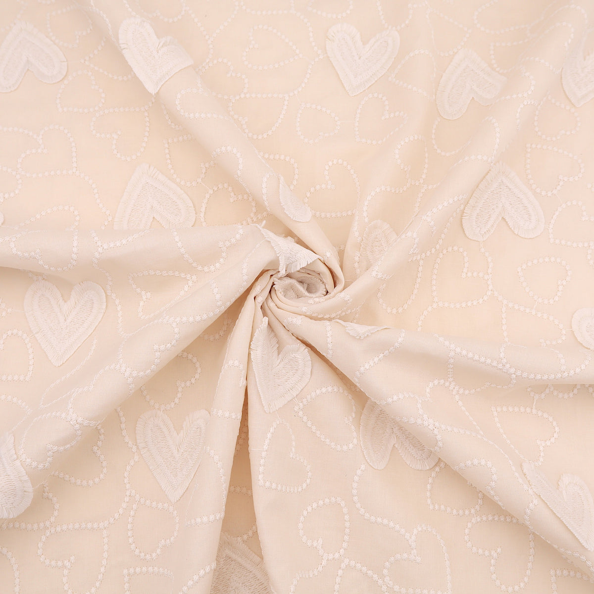 Fine Cotton Voile Embroidery Dressmaking Fabric - Hearts