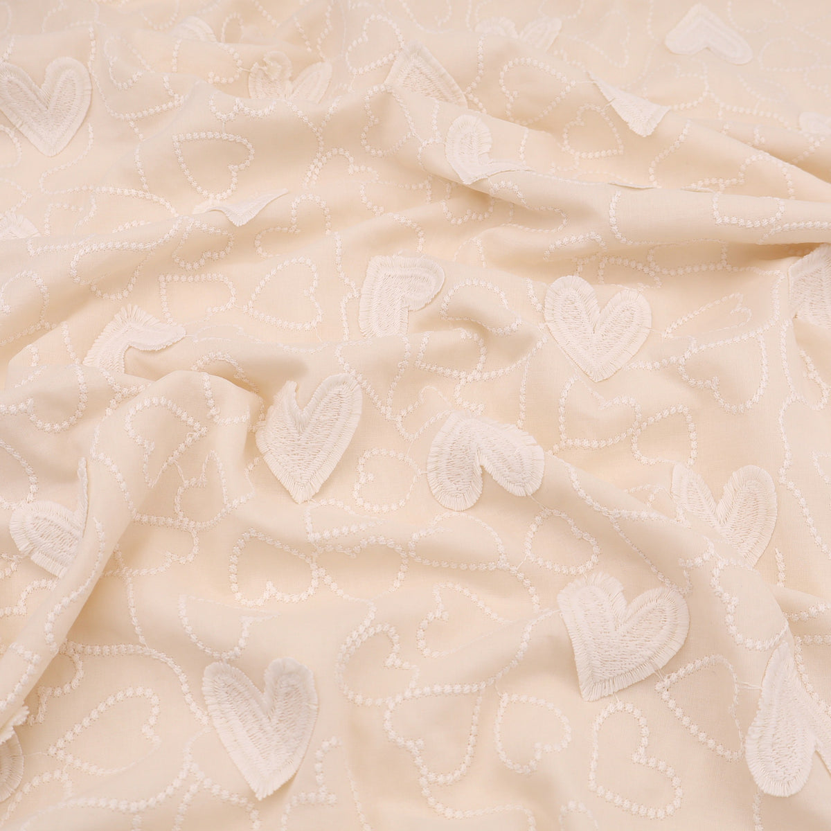 Fine Cotton Voile Embroidery Dressmaking Fabric - Hearts