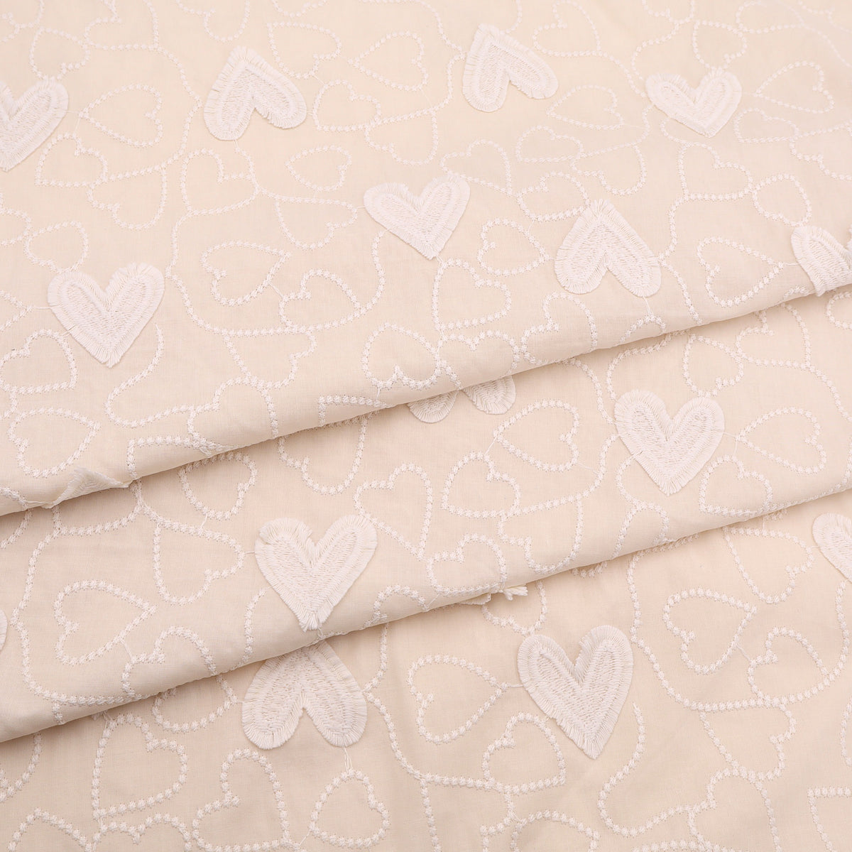 Fine Cotton Voile Embroidery Dressmaking Fabric - Hearts
