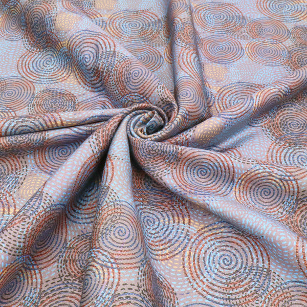 Fleur Luxury Pure Cotton Satin Sateen Dressmaking Fabric - Blue Mesmerizing Circles