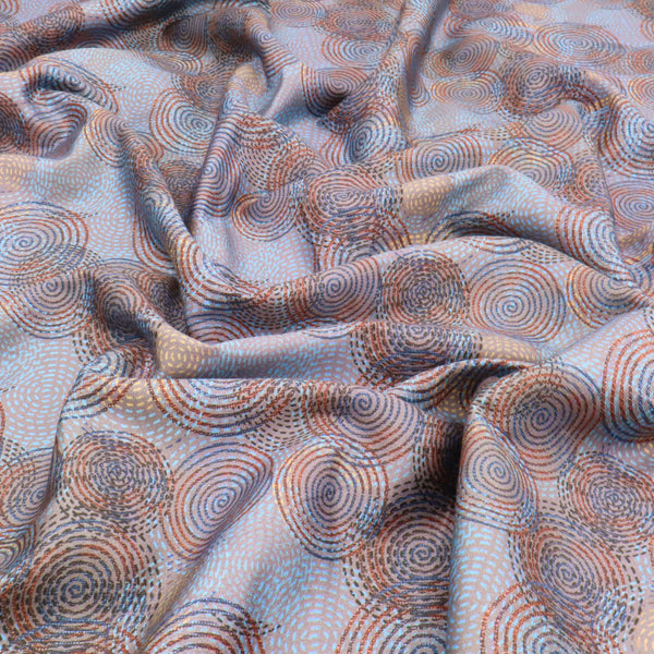 Fleur Luxury Pure Cotton Satin Sateen Dressmaking Fabric - Blue Mesmerizing Circles