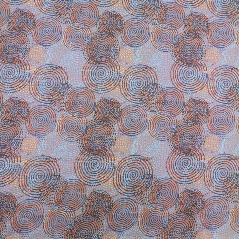 Fleur Luxury Pure Cotton Satin Sateen Dressmaking Fabric - Blue Mesmerizing Circles