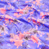 Fleur Luxury Pure Cotton Satin Sateen Dressmaking Fabric - Flowers on Purple