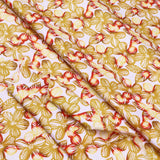 Fleur Luxury Pure Cotton Satin Sateen Dressmaking Fabric - Ochre Tainted Flowers