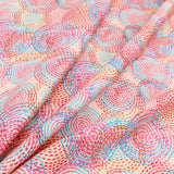 Fleur Luxury Pure Cotton Satin Sateen Dressmaking Fabric - Salmon Pink Mesmerizing Circles