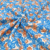 Fleur Luxury Pure Cotton Satin Sateen Dressmaking Fabric - Teal Tainted Flowers