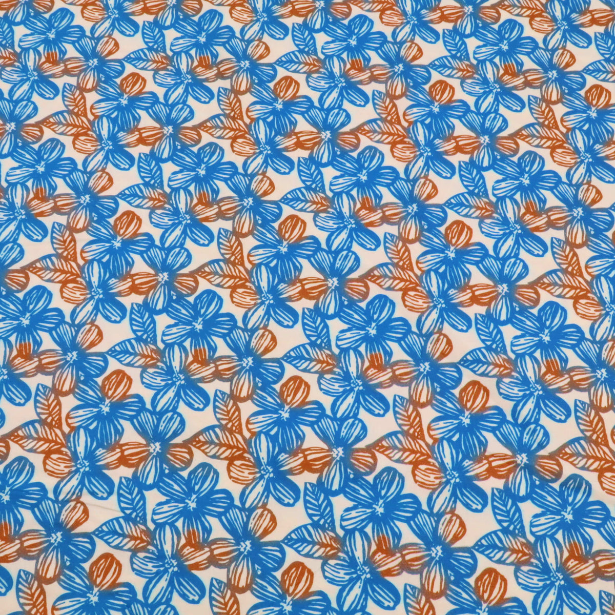 Fleur Luxury Pure Cotton Satin Sateen Dressmaking Fabric - Teal Tainted Flowers