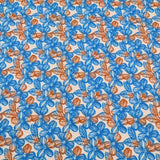 Fleur Luxury Pure Cotton Satin Sateen Dressmaking Fabric - Teal Tainted Flowers