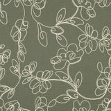 Floral Embroidery Cotton Double Gauze Dressmaking Fabric - Khaki