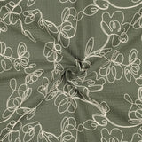 Floral Embroidery Cotton Double Gauze Dressmaking Fabric - Khaki