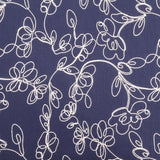 Floral Embroidery Cotton Double Gauze Dressmaking Fabric - Navy
