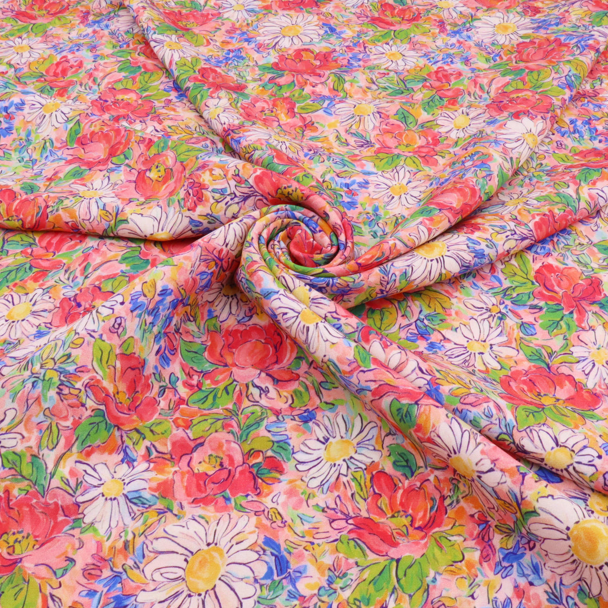 Floral Garden LENZING ECOVERO Viscose Dressmaking Fabric - Daisies