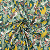French Printed Cotton Dressmaking Craft Fabric - Bottle Leaves