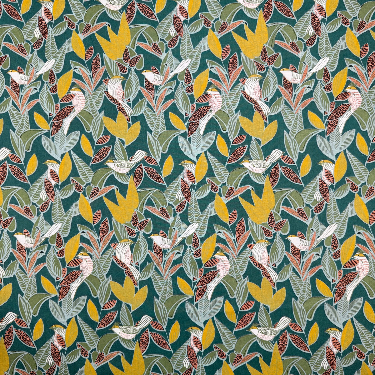 French Printed Cotton Dressmaking Craft Fabric - Bottle Leaves