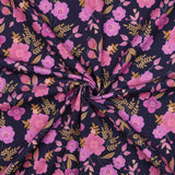 Pink Flowers on Navy