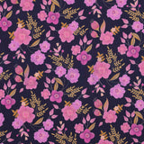 Pink Flowers on Navy