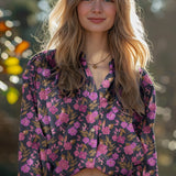 Pink Flowers on Navy