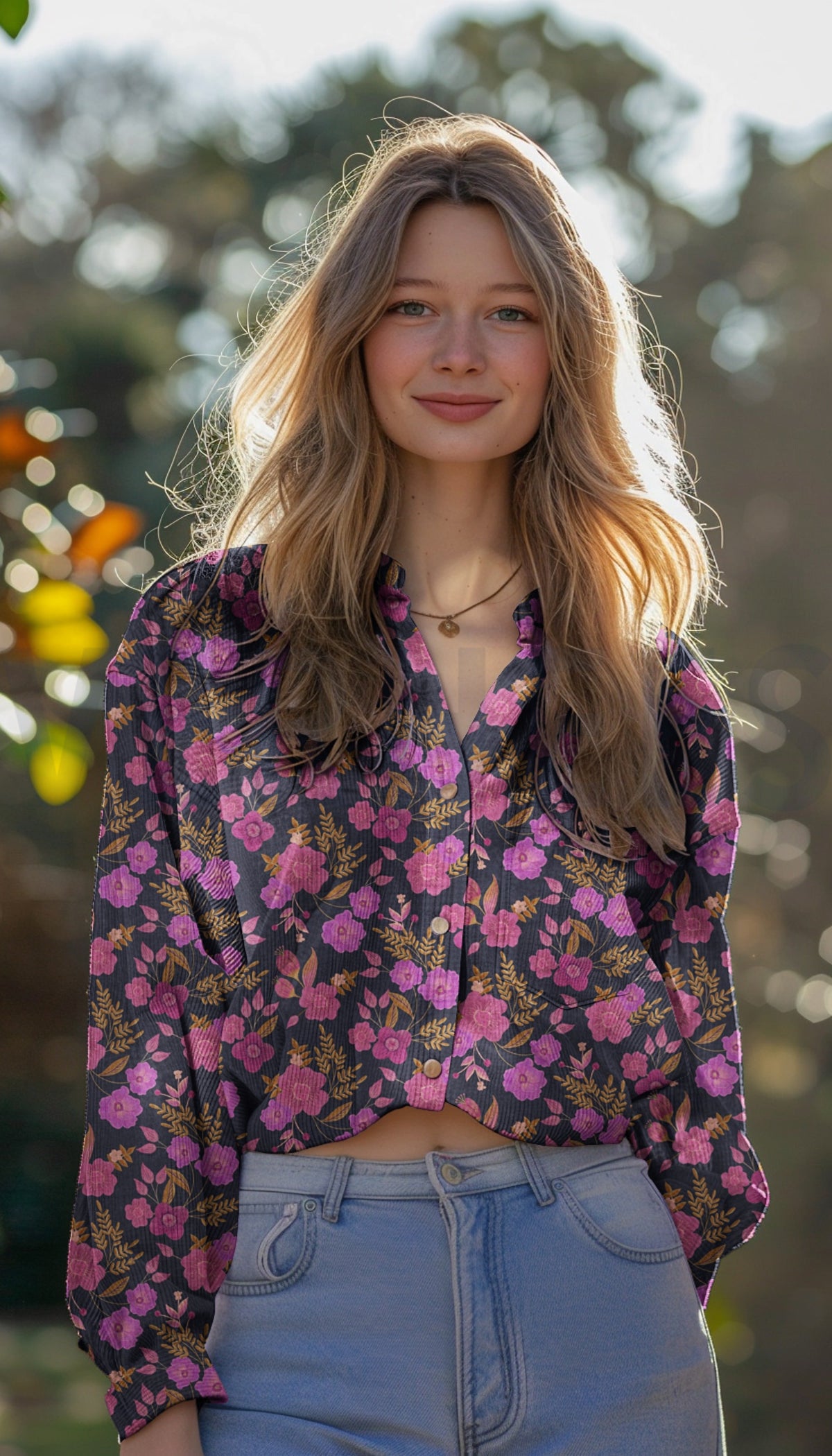 Pink Flowers on Navy