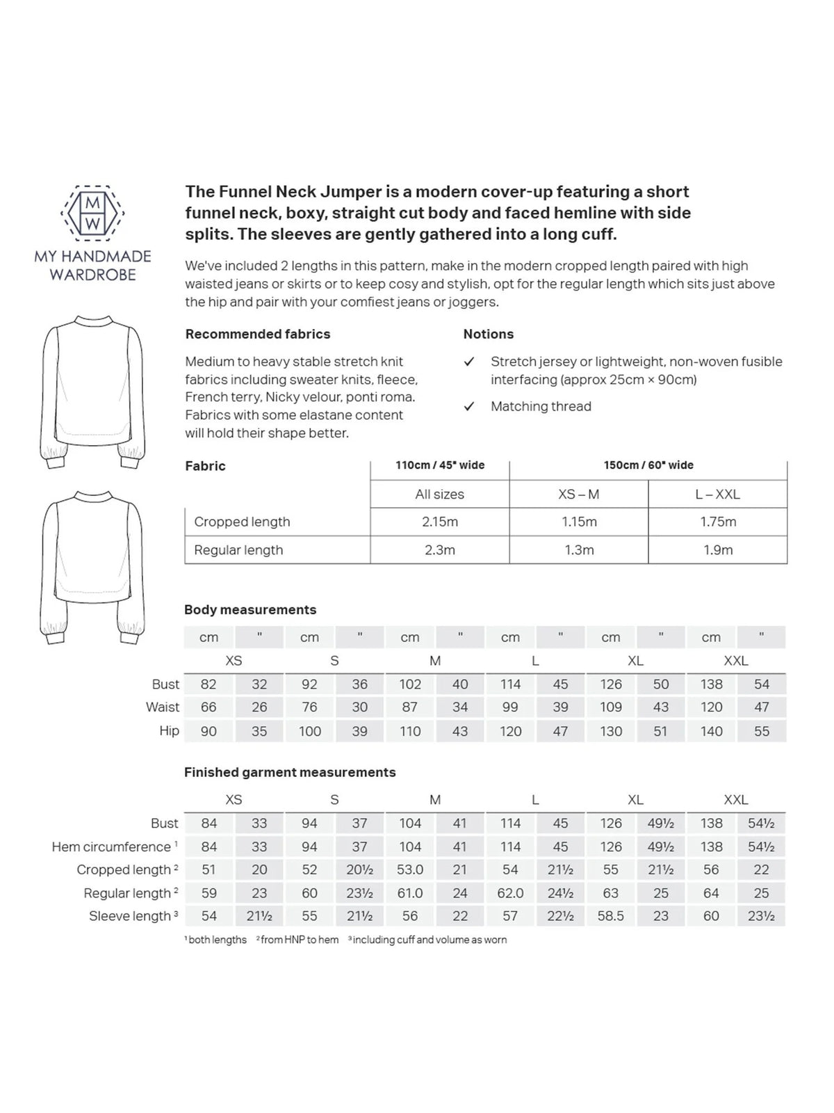 Funnel Neck Jumper Sewing Pattern - By My Handmade Wardrobe