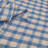 Gabriel Check Cotton Linen Double Gauze Yarn Dyed Dressmaking Fabric - Light Blue