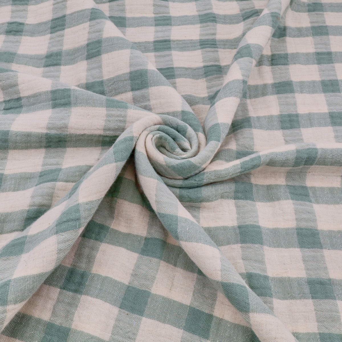 Gabriel Check Cotton Linen Double Gauze Yarn Dyed Dressmaking Fabric - Sage Green