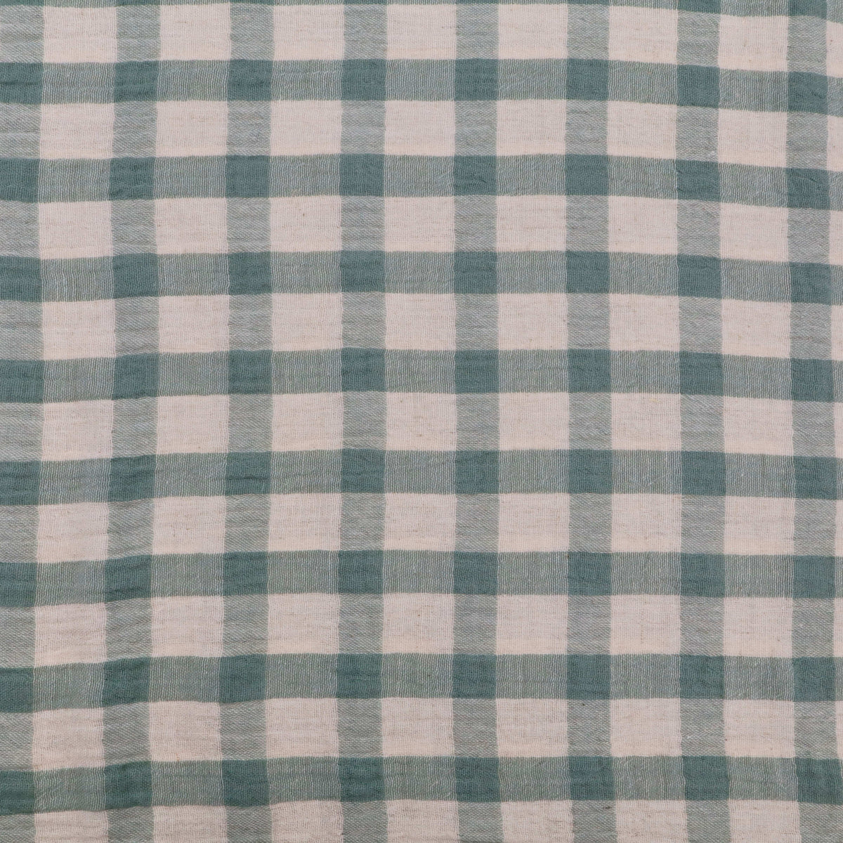 Gabriel Check Cotton Linen Double Gauze Yarn Dyed Dressmaking Fabric - Sage Green