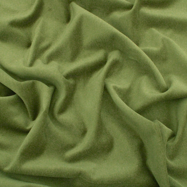Genoa Pure 100% Cotton Velvet Upholstery Fabric - Olive