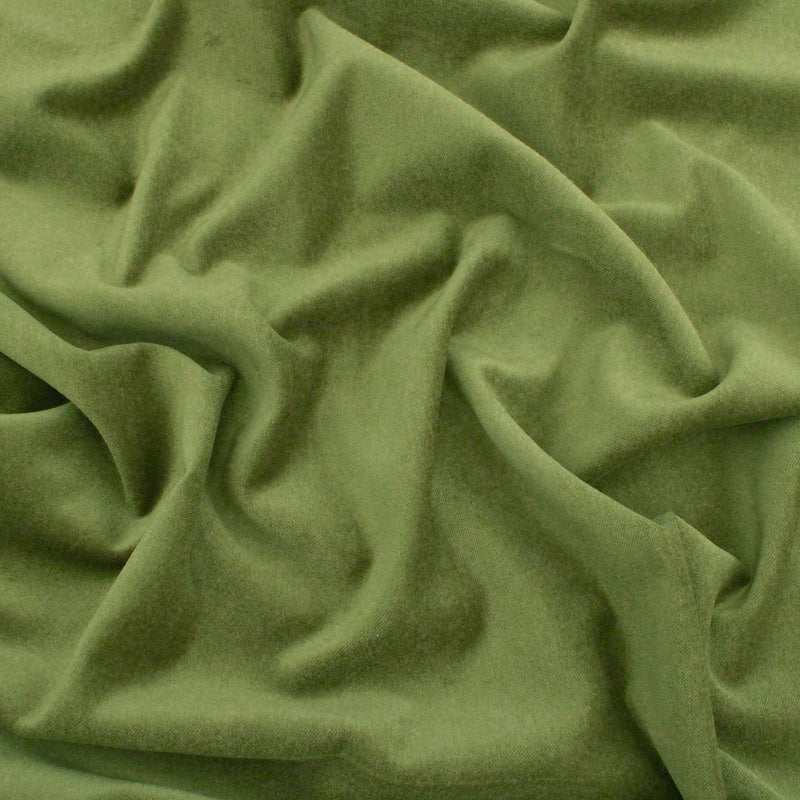 Genoa Pure 100% Cotton Velvet Upholstery Fabric - Olive