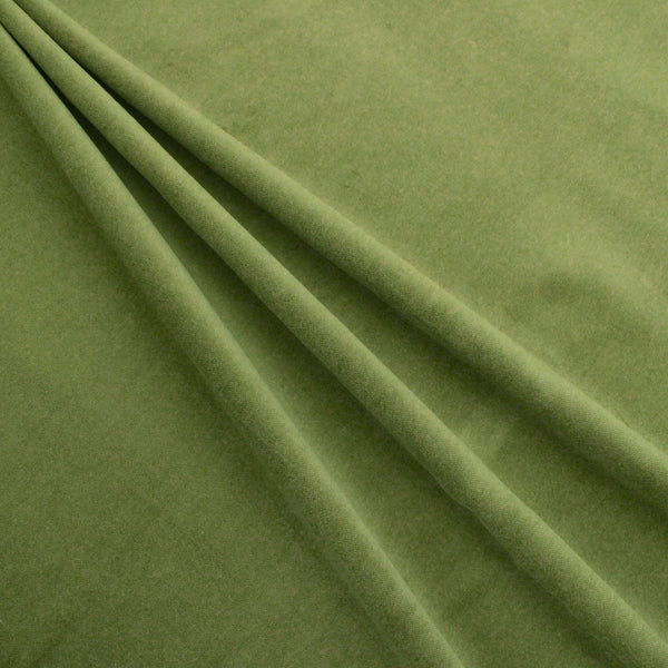 Genoa Pure 100% Cotton Velvet Upholstery Fabric - Olive