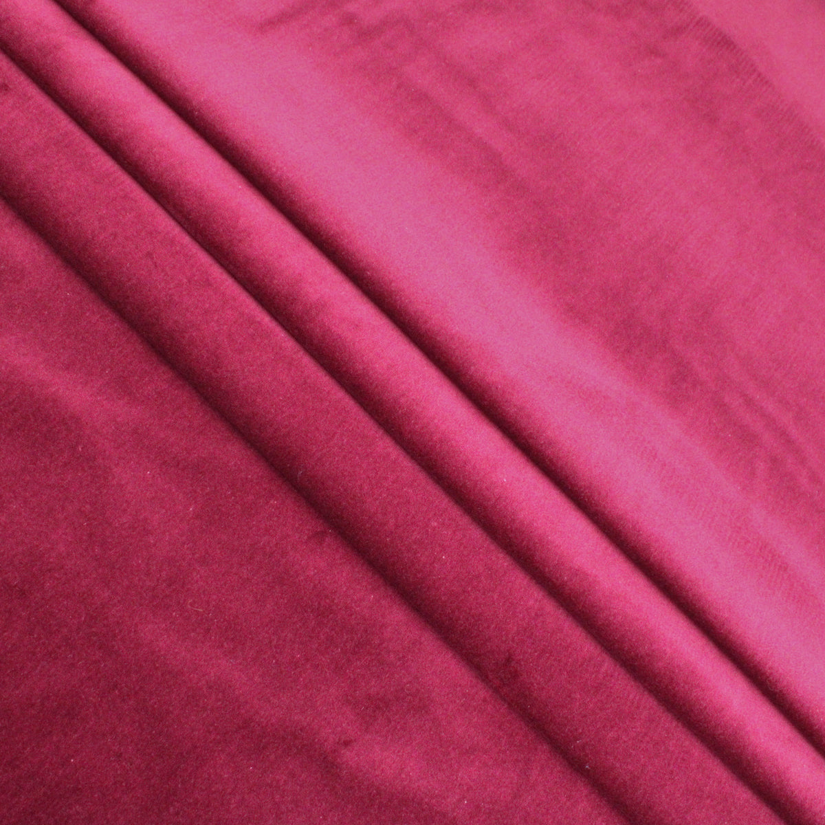 Genoa Pure 100% Cotton Velvet Upholstery Fabric - Raspberry