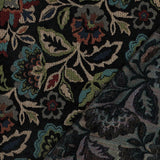 Gobelin Jacquard Woven Chenille Curtain Upholstery Fabric - Black Flowers