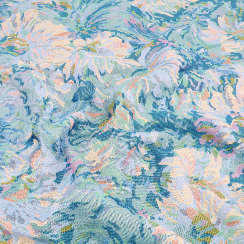 Gobelin Jacquard Thick Durable Tapestry Cushion Upholstery Jacketing Fabric - Blue Floral