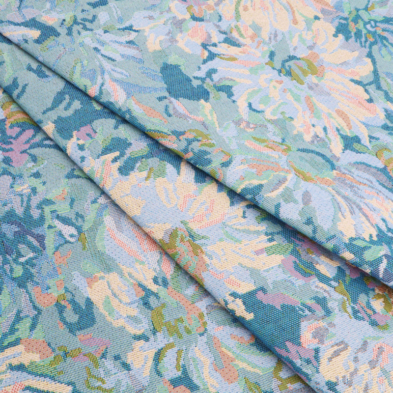 Gobelin Jacquard Thick Durable Tapestry Cushion Upholstery Jacketing Fabric - Blue Floral