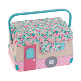 Haberdashery & Craft Sewing Basket - Appliqué Caravan