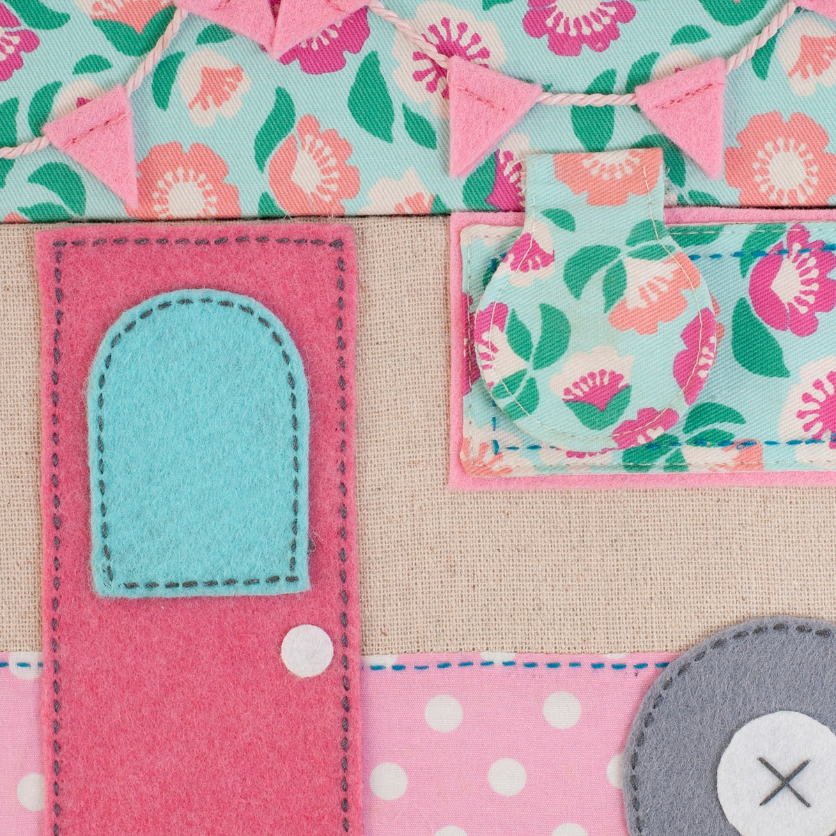 Haberdashery & Craft Sewing Basket - Appliqué Caravan