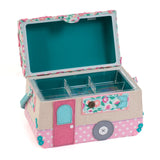 Haberdashery & Craft Sewing Basket - Appliqué Caravan