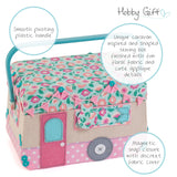 Haberdashery & Craft Sewing Basket - Appliqué Caravan