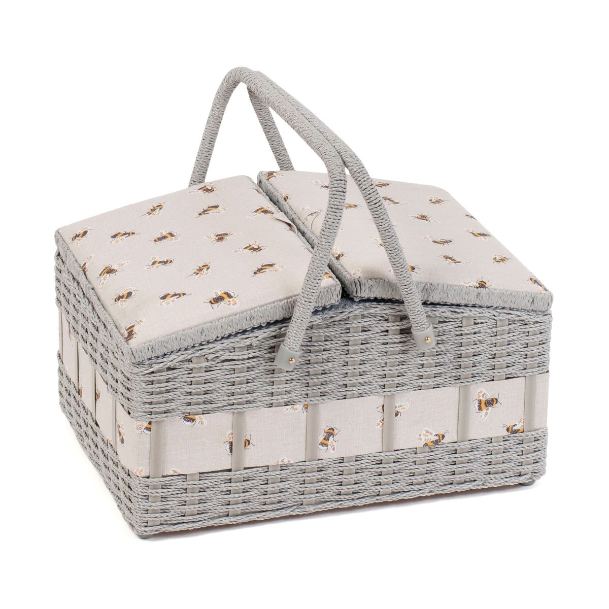 Haberdashery & Craft Sewing Basket - Large Bee Wicker Twin Lid