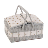 Haberdashery & Craft Sewing Basket - Large Bee Wicker Twin Lid