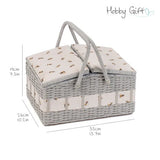 Haberdashery & Craft Sewing Basket - Large Bee Wicker Twin Lid
