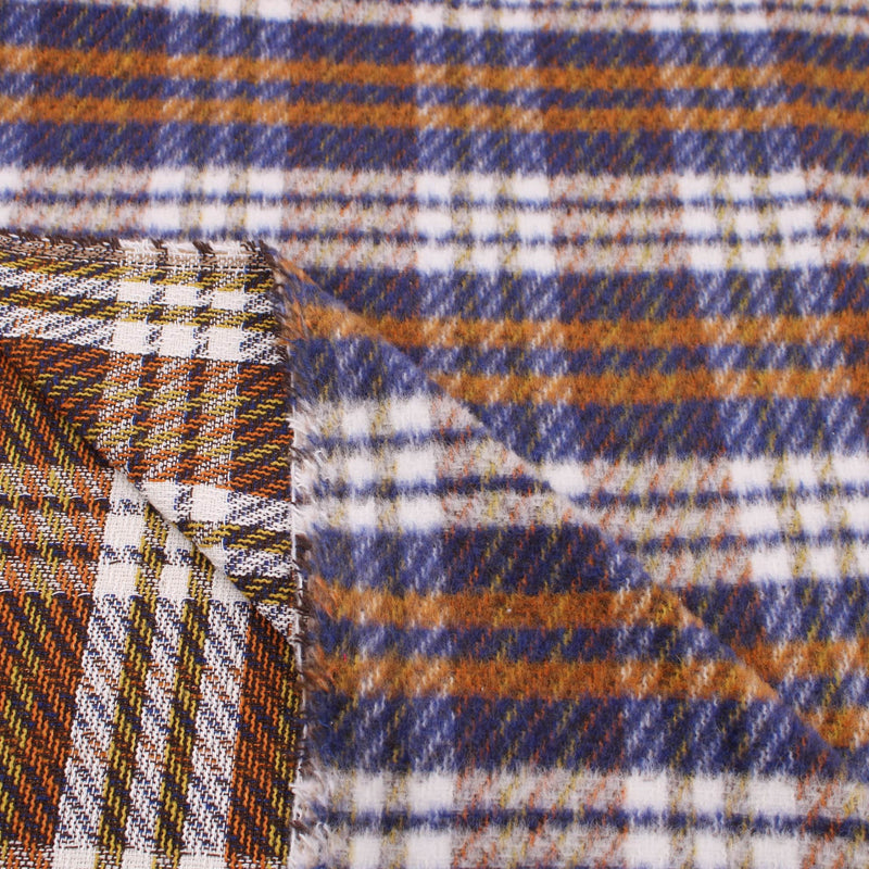 Hadrian Wool Mix Coating Jacketing and Suiting Fabric - Cognac Check