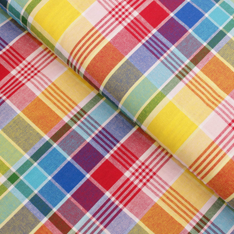 Indian Madras Shirting Cotton Checked Tartan Fabric Material Caribbean