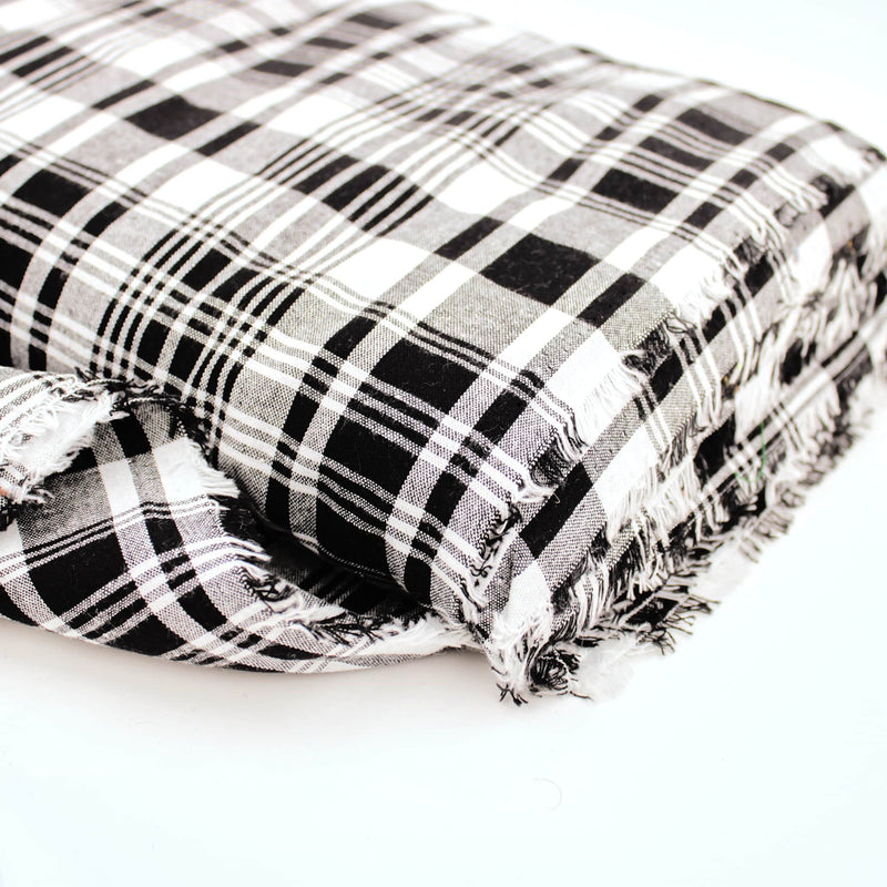 Indian Madras Shirting Cotton Checked Tartan Fabric Material Monochrome