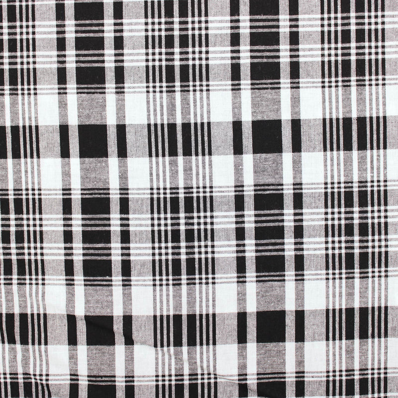 Indian Madras Shirting Cotton Checked Tartan Fabric Material Monochrome