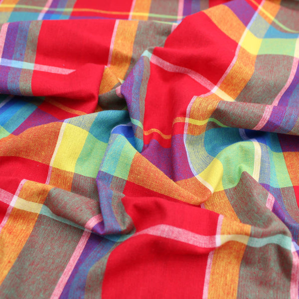 Indian Madras Shirting Cotton Checked Tartan - Peru