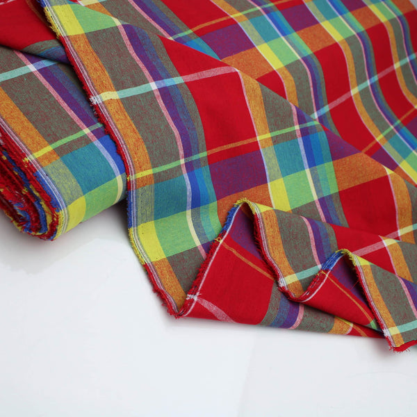 Indian Madras Shirting Cotton Checked Tartan - Peru