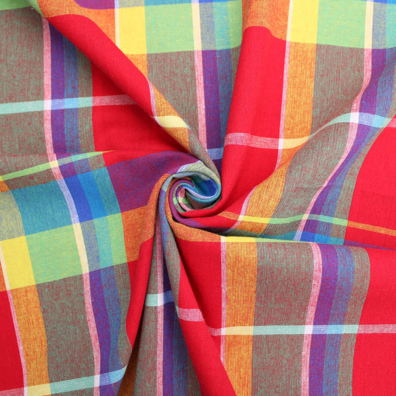 Indian Madras Shirting Cotton Checked Tartan - Peru