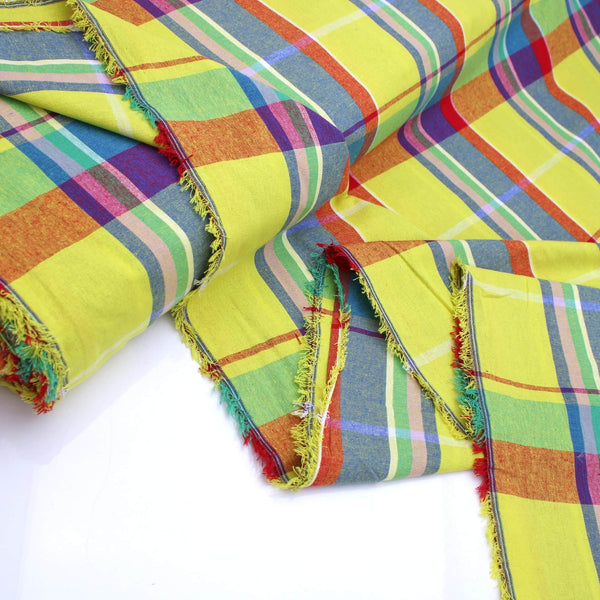 Indian Madras Shirting Cotton Checked Tartan - Sunset