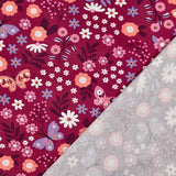 Indiana Cotton French Terry Stretch Fabric - Flowers & Butterflies Magenta